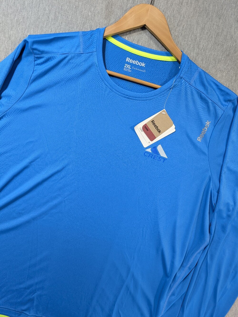 Reebok PlayDry Running T-Shirt Men's 2XL Blue Green Company Name NWT